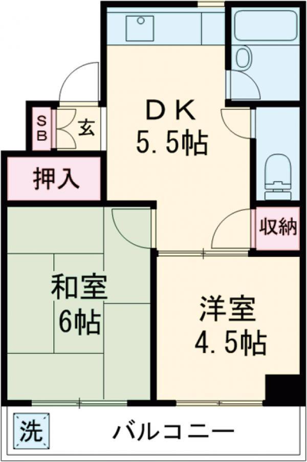 早苗エステートビル(2DK/2階)の間取り写真