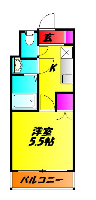 蕨テラス(1K/3階)の間取り写真