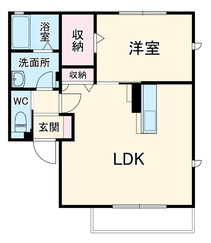 T ROSEMARY(1LDK/1階)の間取り写真