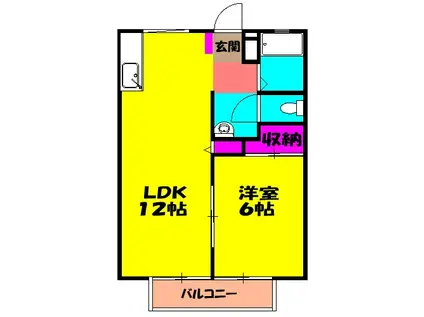 パナハイツサカモト(1LDK/2階)の間取り写真