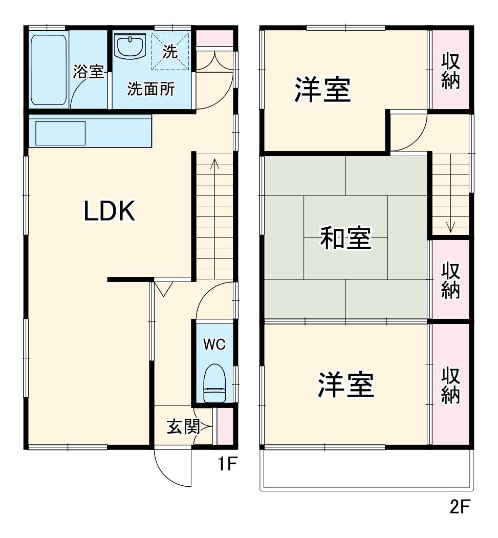 小田急電鉄小田原線 本厚木駅 バス乗車時間:17分 八ツ橋バス停で下車 徒歩14分 2階建 築42年(2SLDK)の間取り写真