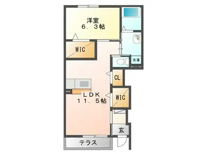 ファルコン(1LDK/1階)の間取り写真