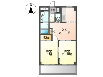 リヴィエール宮前(2LDK/1階)の間取り写真