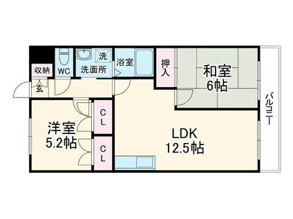 佐倉ハイツS棟(2LDK/3階)の間取り写真