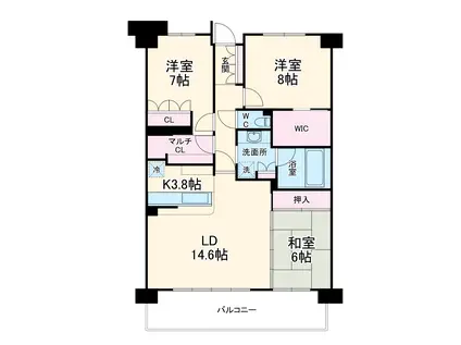 ルネ・マークプレミアム成田ニュータウン(3LDK/2階)の間取り写真