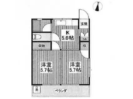 フタバハイツ(2DK/1階)の間取り写真