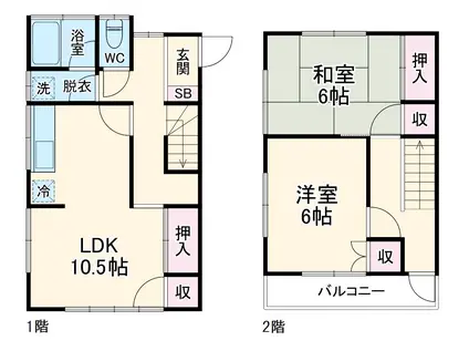 カフェラス(2LDK)の間取り写真