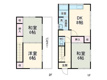 東武鉄道野田線 岩槻駅 徒歩44分 2階建 築39年(3LDK)の間取り写真