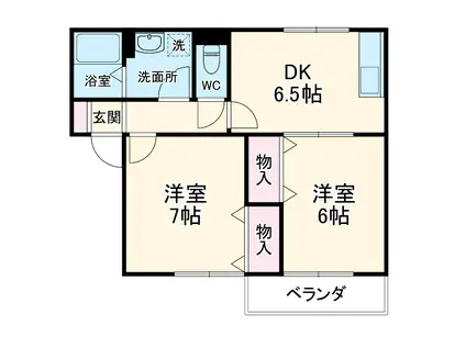 ハイツアルメリア(2DK/1階)の間取り写真