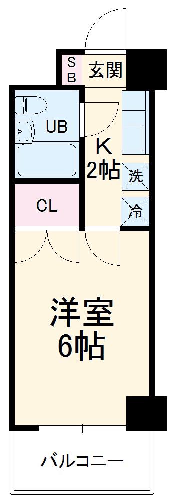 ファミーユビル(1K/4階)の間取り写真