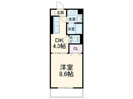 ステュディオ(1DK/1階)の間取り写真