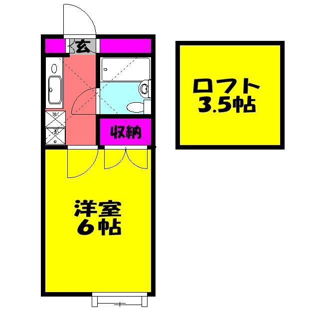 パレノーブル新宿第一(1K/2階)の間取り写真