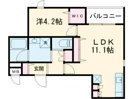 アクアシオン(1LDK/1階)の間取り写真