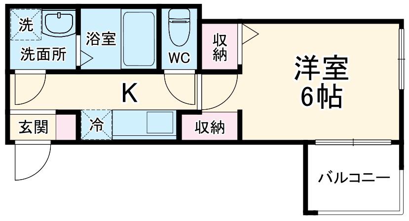 MELDIA武里Ⅲ(1K/1階)の間取り写真