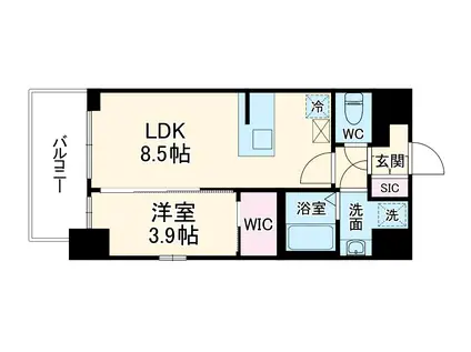 エスリードレジデンス梅田マークス(1LDK/9階)の間取り写真