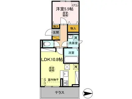 D-ROOM穴川2丁目(1LDK/1階)の間取り写真
