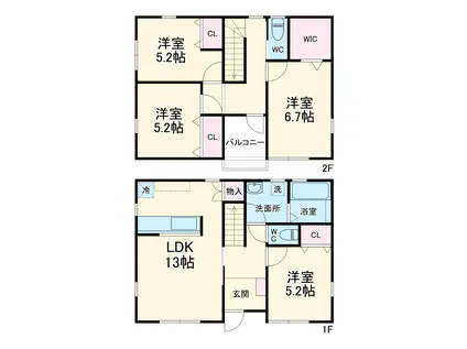 つくばエクスプレス 三郷中央駅 徒歩10分 2階建 築10年(4LDK)の間取り写真
