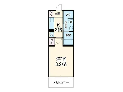 ファンディ平塚(1K/3階)の間取り写真