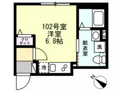 平間Aアパート(1K/1階)の間取り写真