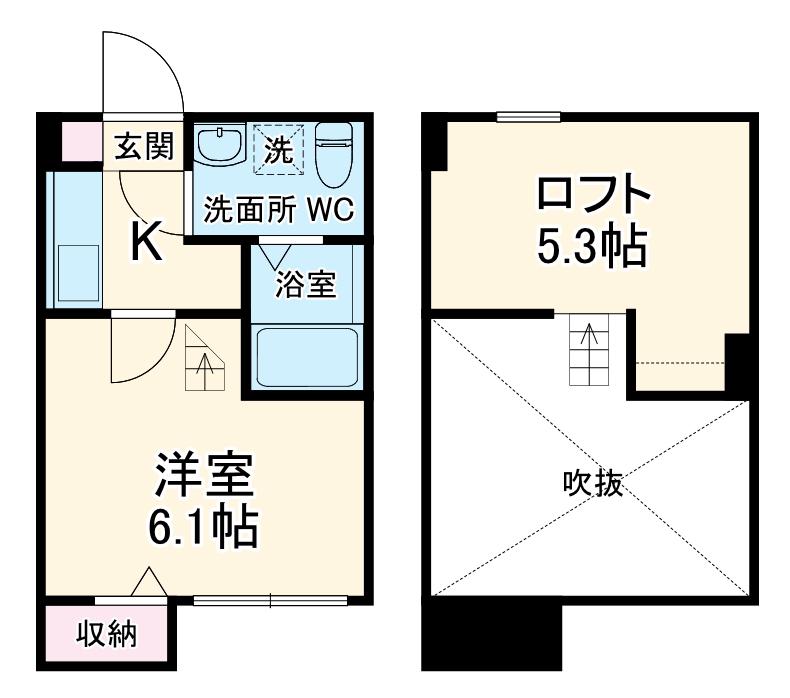 KURASUCO戸塚(1K/1階)の間取り写真