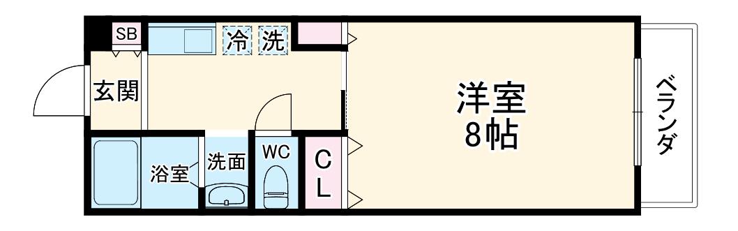 ドミトリオ仁王田(1K/2階)の間取り写真