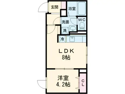 ベルシードステアー品川荏原(1LDK/4階)の間取り写真