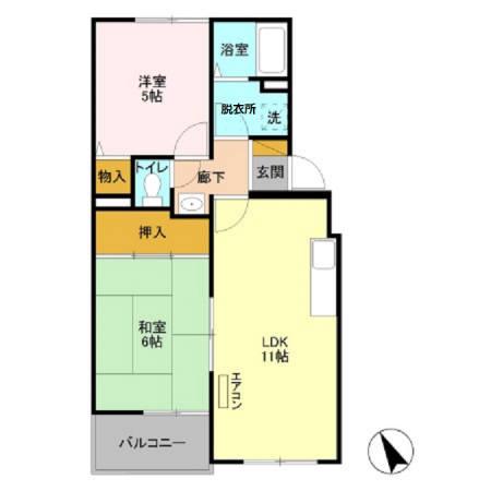 メゾンセピアC(2LDK/2階)の間取り写真