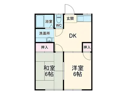 コーポ四ツ谷(2DK/2階)の間取り写真