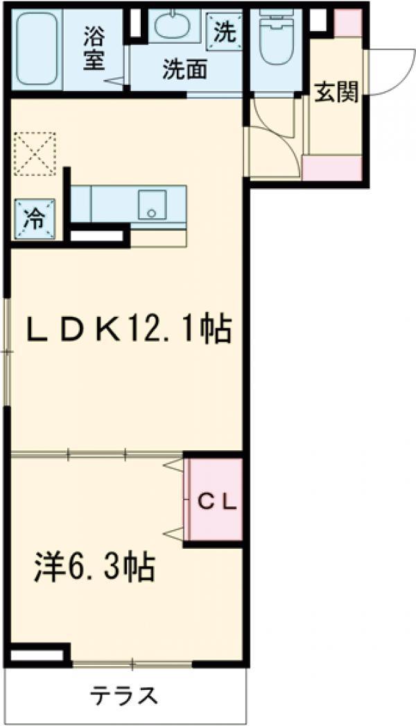 ヴィルソレイユ西荻Ⅱ(1LDK/1階)の間取り写真