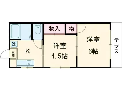 第二のくぼハイツ(2K/1階)の間取り写真