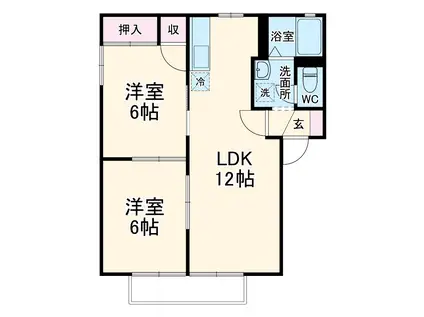 プラネット・テンB(2LDK/2階)の間取り写真