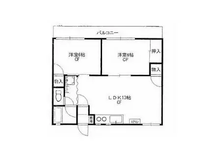 グリーンビューハウスA棟(2LDK/2階)の間取り写真