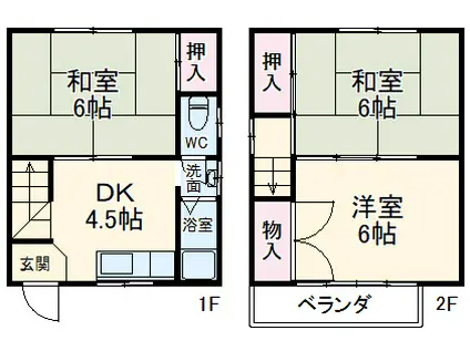 東武鉄道野田線 豊春駅 徒歩18分 2階建 築56年(3DK)の間取り写真