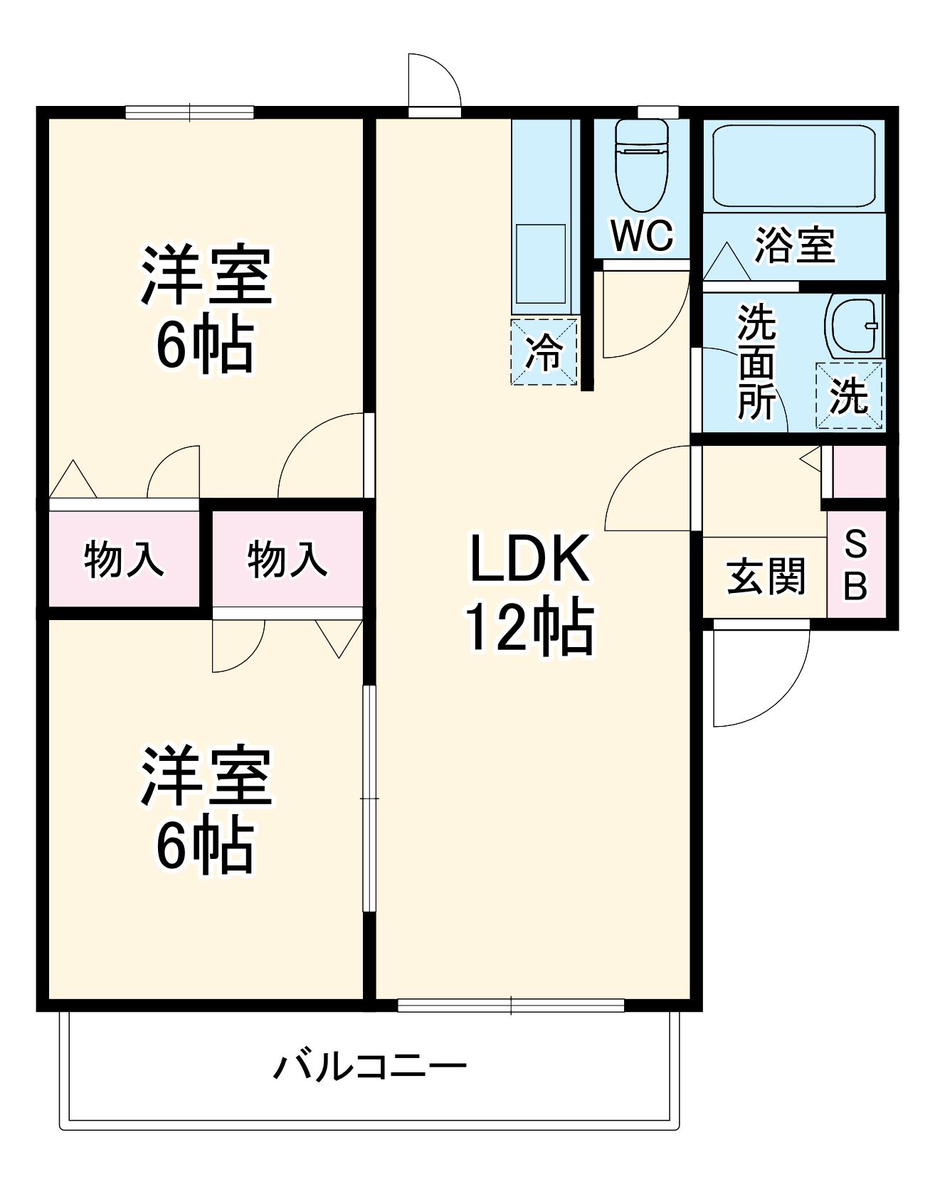 グランドリームA(2LDK/2階)の間取り写真