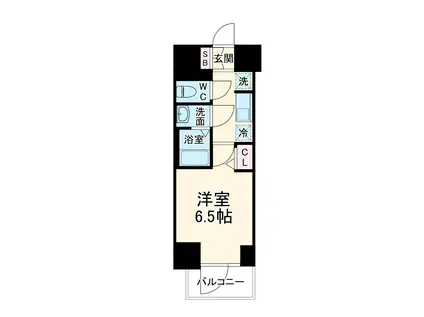 プレサンス四天王寺前夕陽ヶ丘 凛宮(1K/8階)の間取り写真