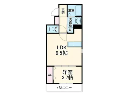 リーブルファイン奈良町Ⅱ1号棟(1LDK/1階)の間取り写真