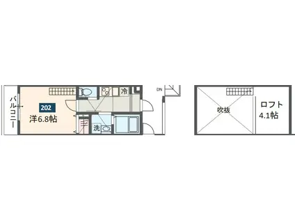 MELDIA岩槻Ⅵ(1K/2階)の間取り写真