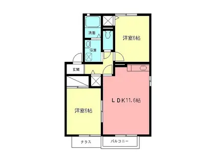 アゼリアC(2LDK/1階)の間取り写真