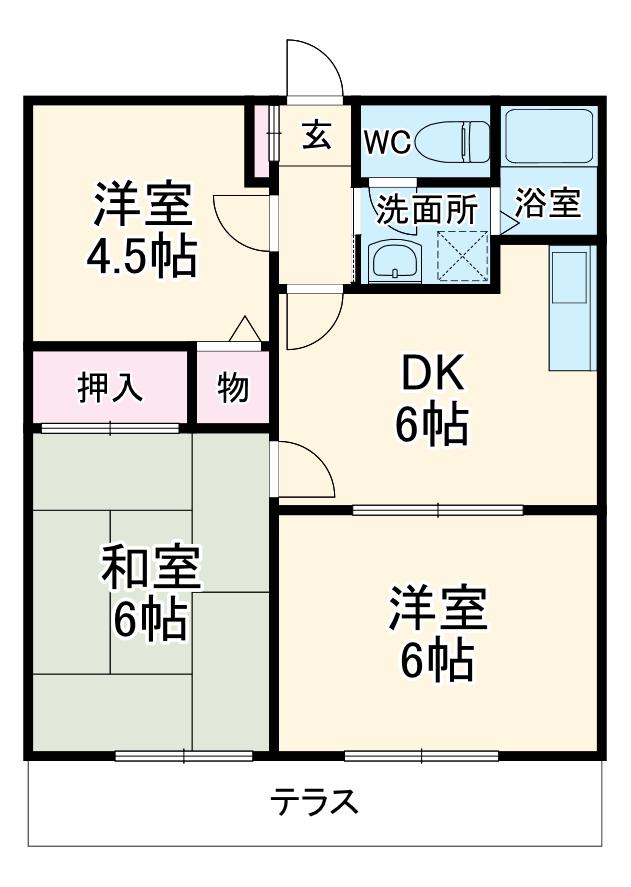 ハイツ田園(3DK/1階)の間取り写真