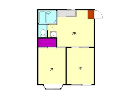 美和コーポ第2(2DK/1階)の間取り写真