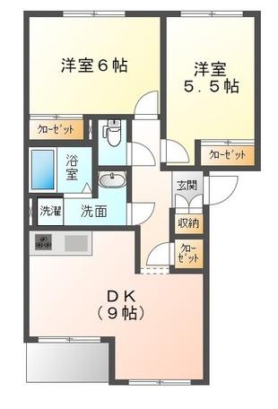 グランディール(2DK/1階)の間取り写真