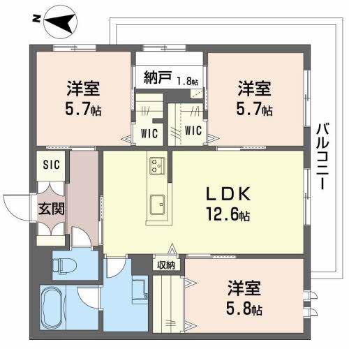 シャーメゾン小町(3SLDK/2階)の間取り写真
