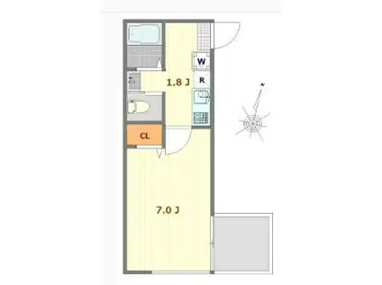 コンフォート蕨ウエスト(1K/2階)の間取り写真