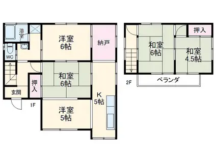 東武鉄道野田線 川間駅 徒歩76分 2階建 築49年(5K)の間取り写真