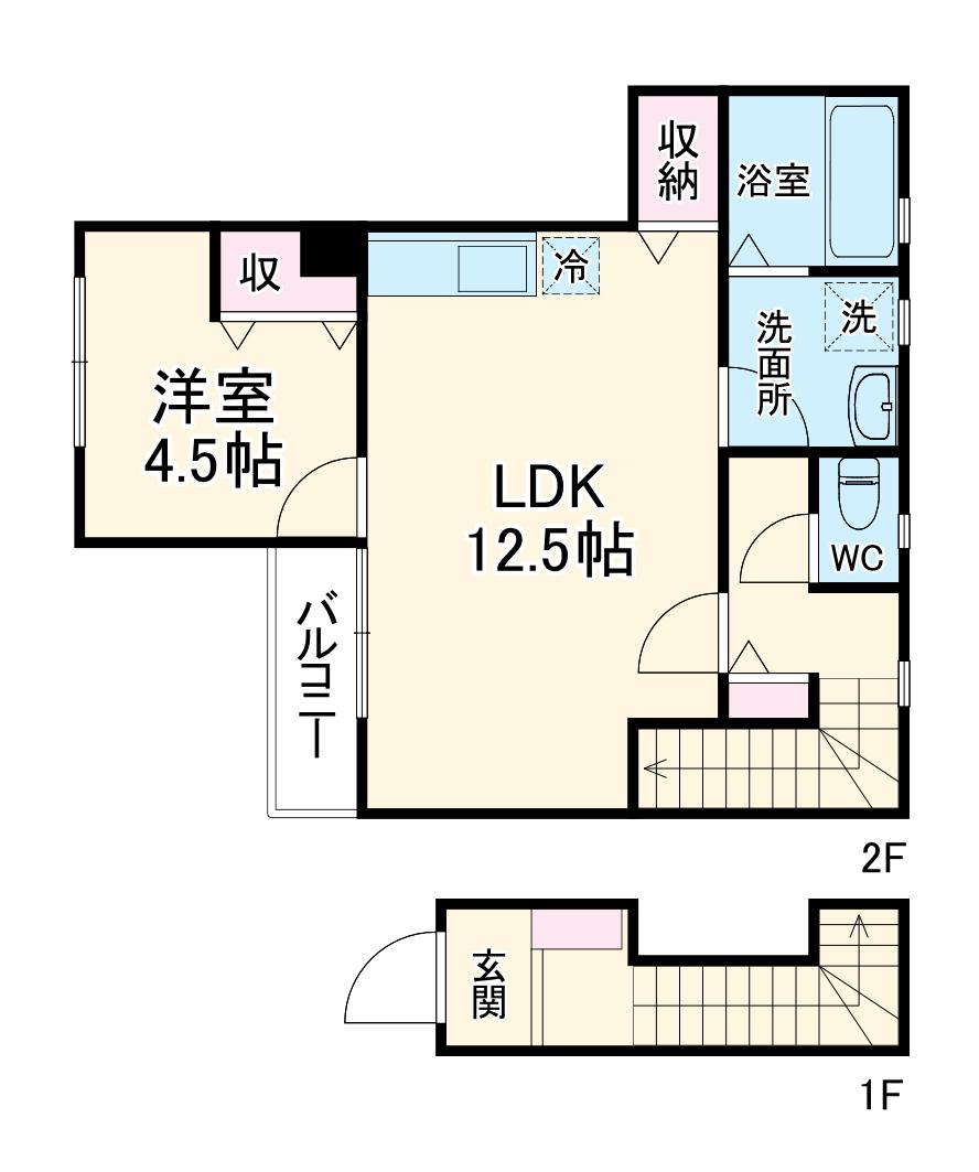 リーブルファイン鴻巣本町(1LDK/2階)の間取り写真