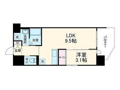 LUXE門真Ⅱ(1LDK/11階)の間取り写真