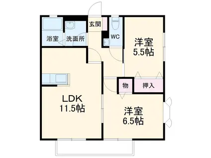 サンパール新島(2LDK/1階)の間取り写真
