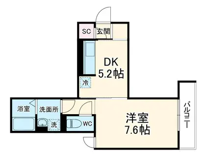 クレールIDAⅢ(1DK/3階)の間取り写真