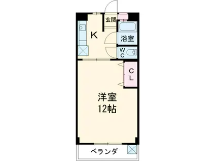半ノ木ビル(1K/2階)の間取り写真