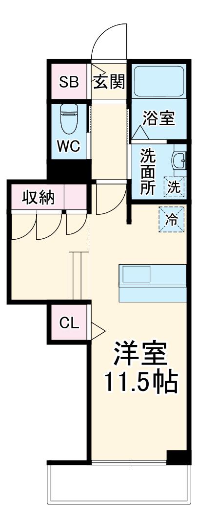 ウィンドテラス八千代台北Ⅲ(ワンルーム/1階)の間取り写真